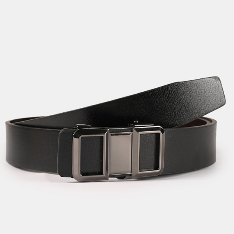 Men Black Leather Formal Belt