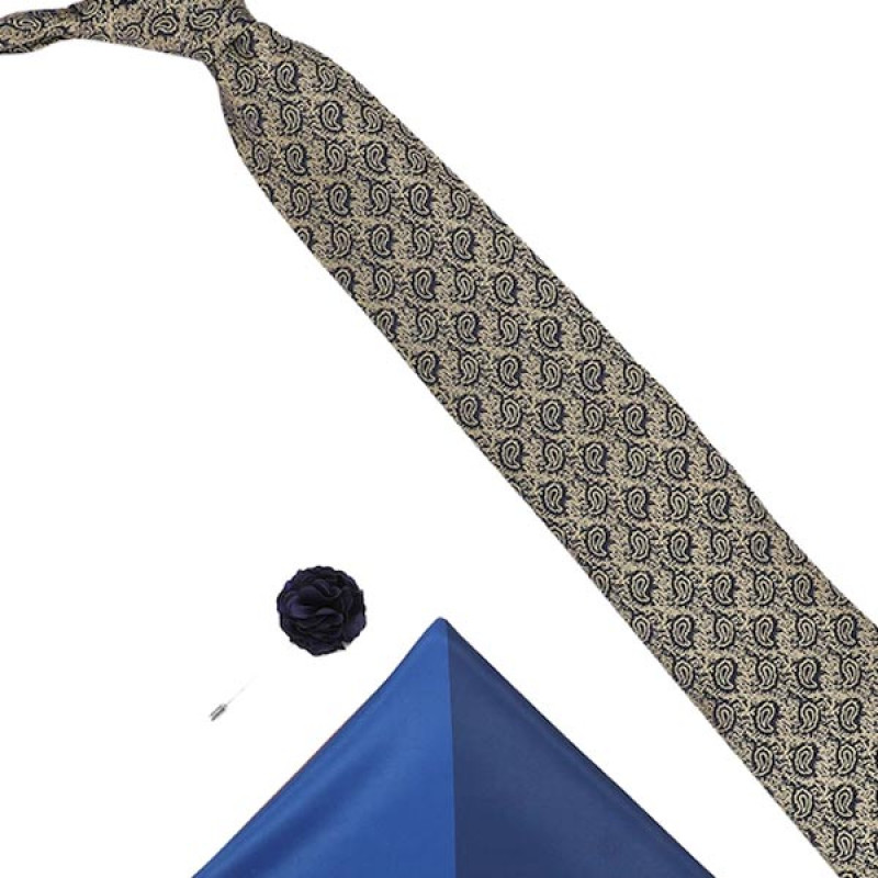Men Blue & Brown Paisley Printed Accessory