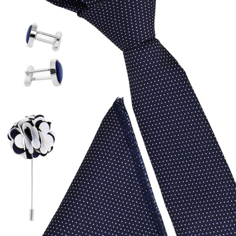 Men Tie, Cufflinks, Pocket Square Accessory